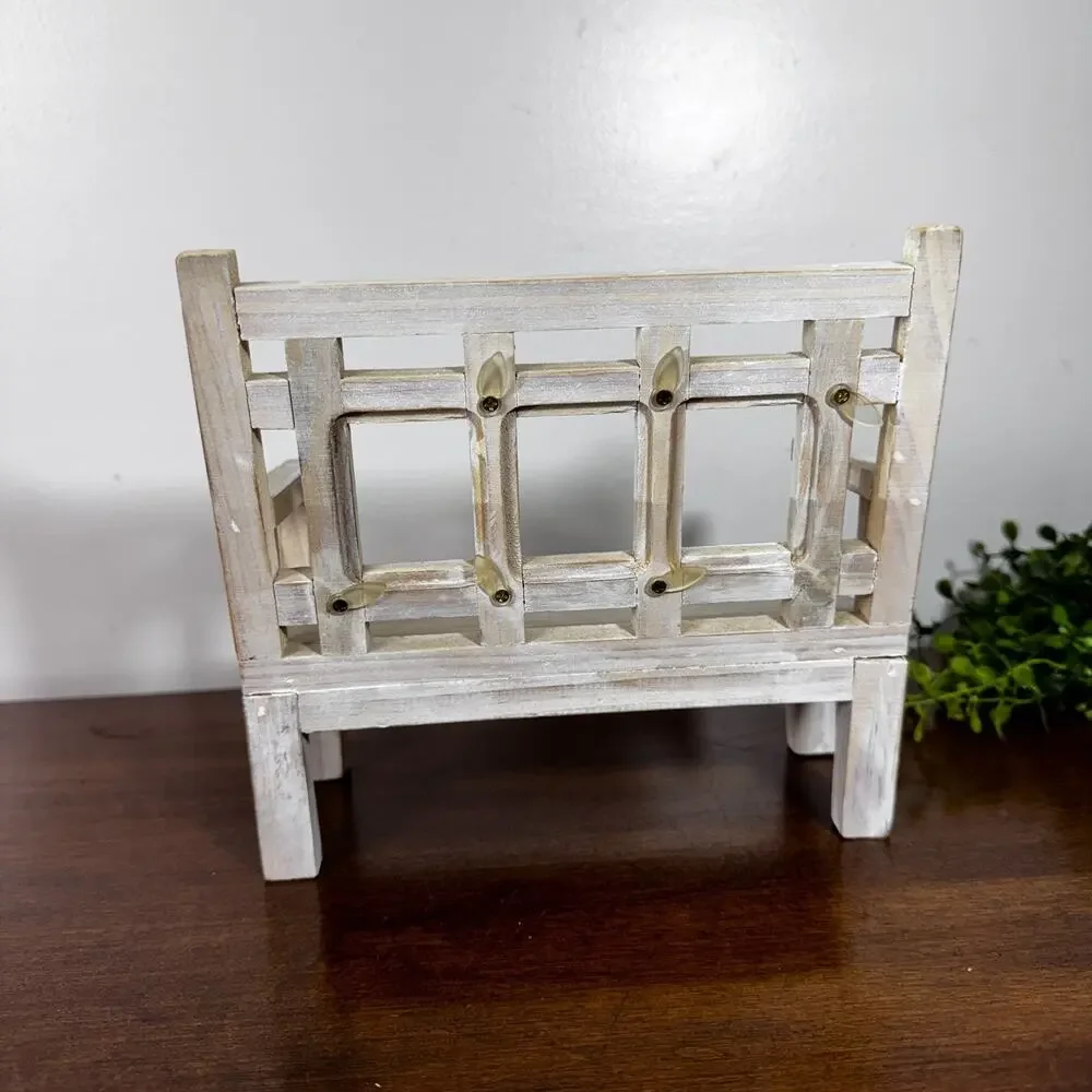 Dollhouse Garden Bench Large Classic Style Wood Furniture Photo Frame Inserts